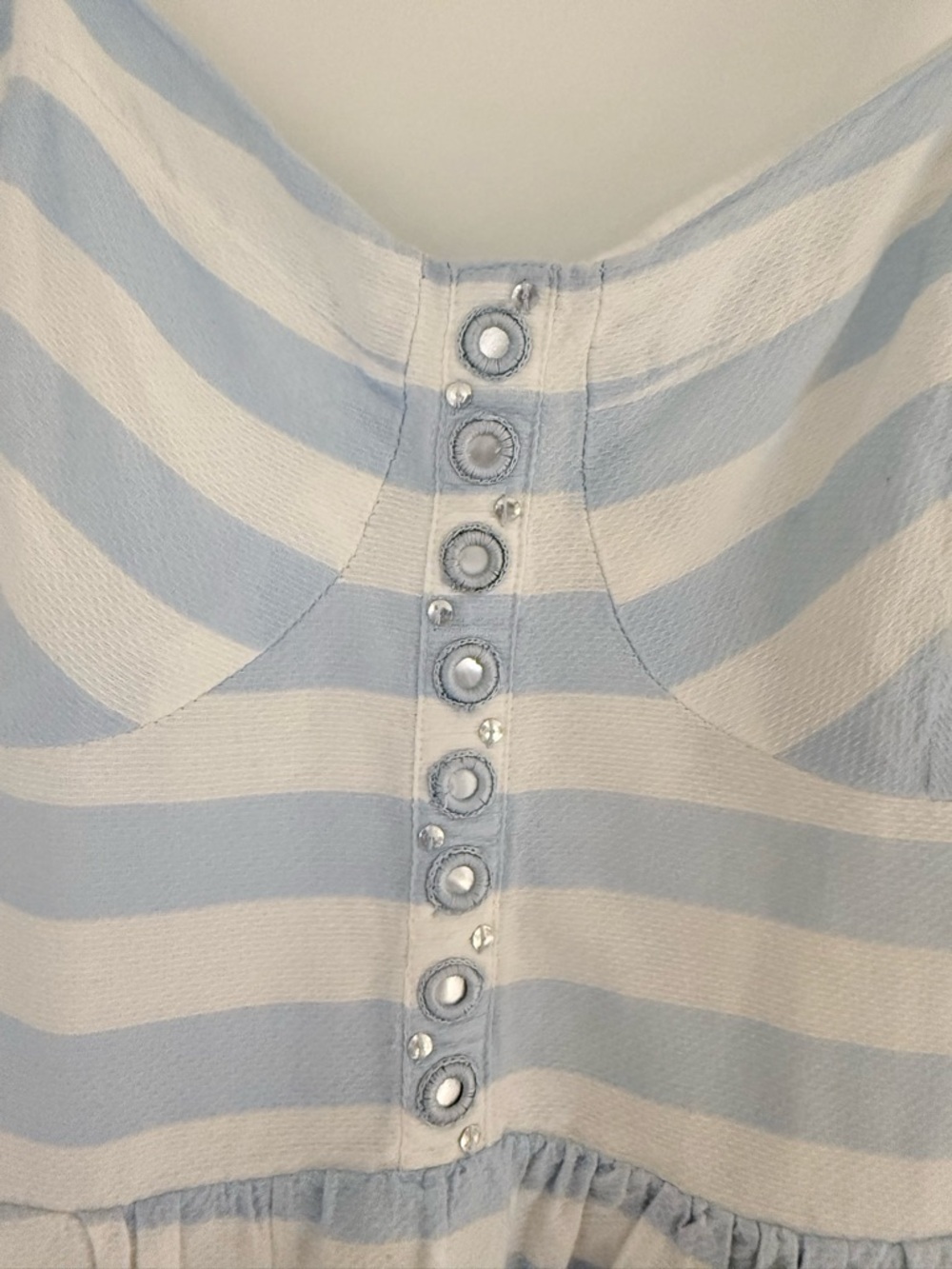 Guess Blue and White Striped Spaghetti Strap Midi Dress - Picture 4 of 5